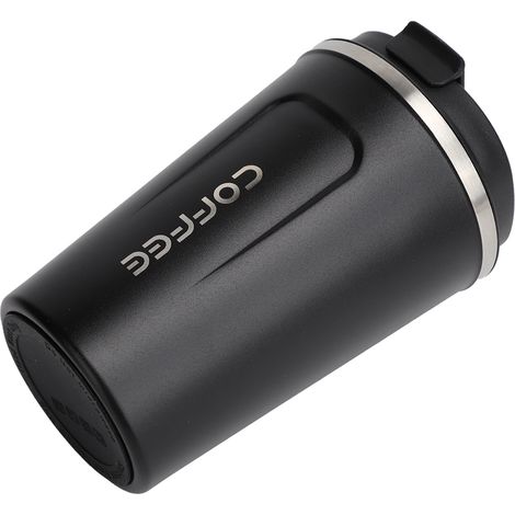 Mug isotherme à double paroi en acier inoxydable 380 ml, mug portable, mug de voiture, noir (1/5)