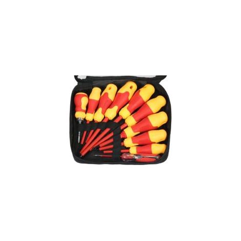 AIDUCHO 10-teiliges 1000-V-Schraubendreher-Set mit magnetischen Schlitz- und Kreuzschlitzbits, Softgriffen, Elektriker-Reparaturwerkzeug - Crezuo