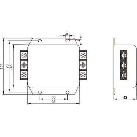 Suppresseur de bruit d'EMI de puissance de bornier de filtre de fil de 3 phases AC250V 440V 50/60Hz