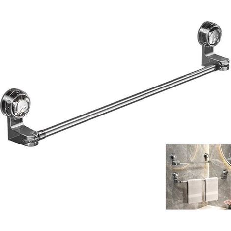 Toallero extensible de 30-60 cm, Toallero de baño, Ventosa (sin necesidad de taladrar), Giratorio, Toallero de esquina, Montaje en pared (1/4)