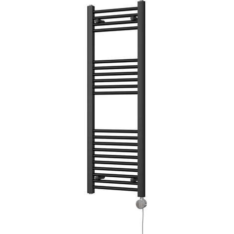 Zennor - Black Electric Towel Rail H1200mm x W400mm Straight 400w Thermostatic (1/3)
