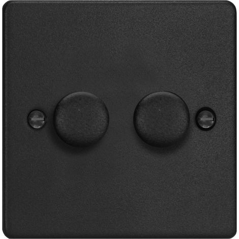 Varilight V-Pro 2-Gang 2-Way Push On/Off Rotary LED Dimmer 2 x 0-120W Matt Black