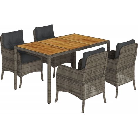 vidaXL Set da Pranzo da Giardino 5 pz con Cuscini in Polyrattan Grigio (1/5)