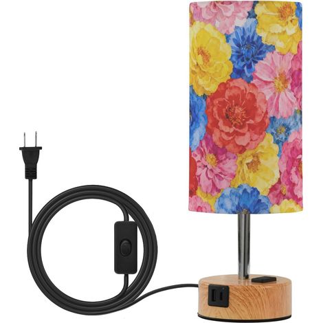 Lampe de table à motif floral multicolore avec abat-jour en (1/5)