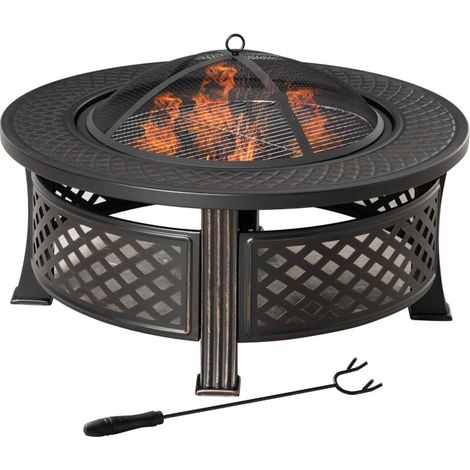 Brasero de jardín de acero negro con tapa antichispas y atizador 81 x 81 x 50 cm MODENUIT (1/5)
