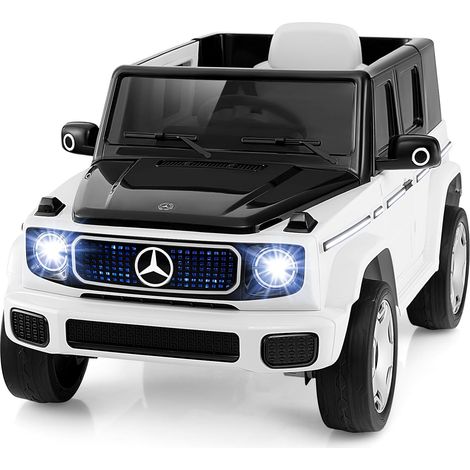 COSTWAY Benz Auto Cavalcabile per Bambini, Veicolo Elettrico 4WD con Telecomando Luci Musica e Clacson, Sospensione a Molla, 3-5 KM/H, per 37-96 Mesi (Bianco) (1/5)
