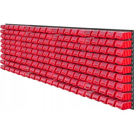 KADAX Werkstattwandregal, Wandplatten, 232 x 78 cm, Rot, 132 tlg.
