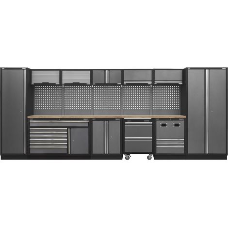 Sealey Superline PRO® Storage System with Pressed Wood Worktop 4.92m APMSSTACK16W (1/5)