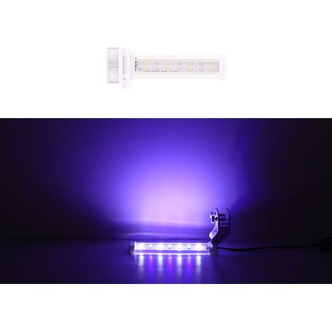 Lampe LED submersible pour aquarium de 15 cm (6 pouces), bleue et blanche, avec pince. (1/5)