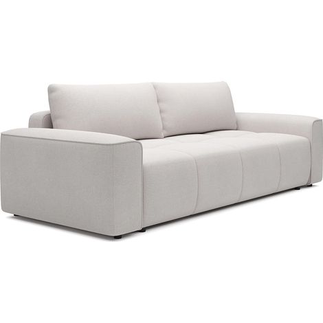 Divano letto 4 posti in tessuto testurizzato beige MINTURNO (1/5)