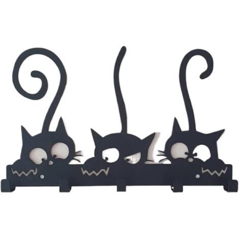 Porte-clés d'orchestre en métal, Porte-Manteau Suspendu pour Les Besoins de Rangement de la Barre, Crochet Mural en métal, décoration Murale, Chat (1/3)
