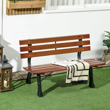 Zweisitzige Gartenbank aus Aluminium und Holzlatten, Maße 120 x 57 x 70 cm (L x B x H)