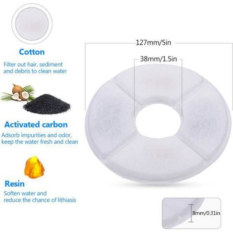 Filtre de fontaine pour chat - - 8 Pcs - Charbon actif - Résine - Coton (1/4)