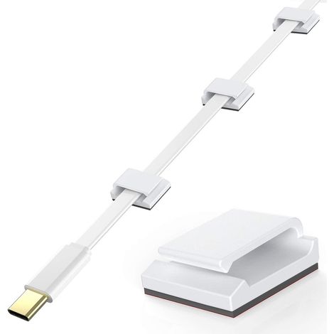Juego de 20 bridas adhesivas ajustables para cables, hechas de acrílico de alta calidad, para organizar cables eléctricos, ideal para una oficina, un (1/5)