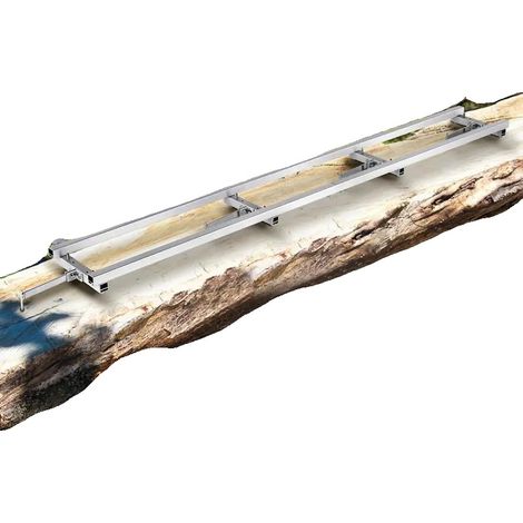 Système de guide de scierie sur rail, longueur de 274 cm, 4 barres transversales réglables, matériau en aluminium, compatible avec diverses tronçonneuses, supporte des bûches lourdes (1/5)