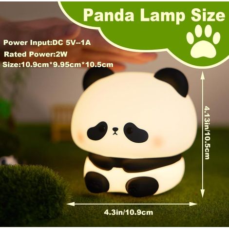 Luce notturna a forma di panda, lampada LED a forma di panda morbido, luce notturna dimmerabile a 3 livelli, lampada touch ricaricabile (1/3)