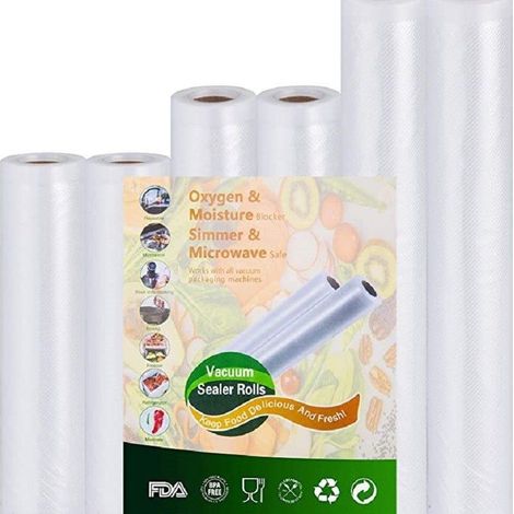 Vacuum sealing rolls for food, 6-pack vacuum sealing bags, suitable for all vacuum sealers, 28 x 300 cm, 20 x 300 cm, 15 x 300 cm (1/5)