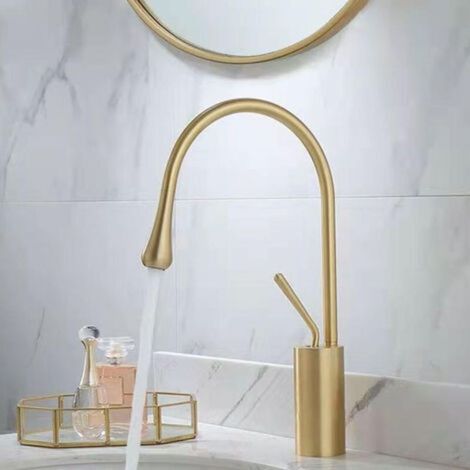 Gold bathroom faucet, high solid brass mixer tap, countertop bathroom sink faucet (1/5)