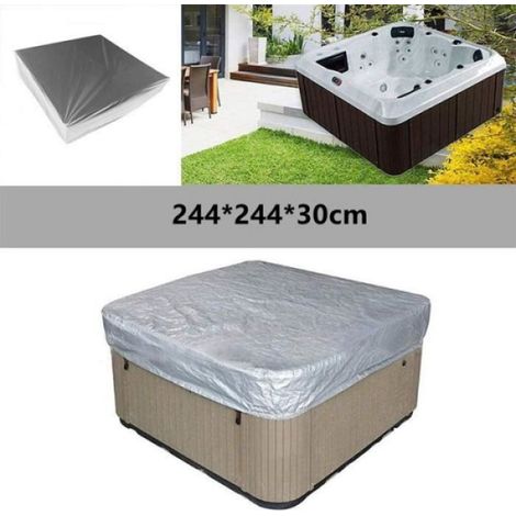 Housse Anti-Poussière - Pour Baignoire De Spa Extérieur - 244 X 244 X 30 Cm - Argenté (1/4)