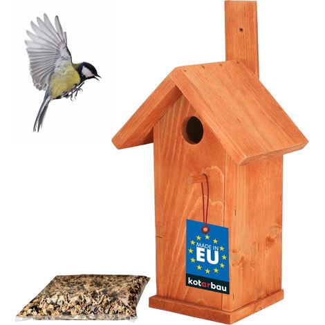 KOTARBAU® Nichoir Oiseaux Exterieur - Bois - 33 x 10 cm - Brique - Cabane Oiseaux Exterieur - Cabane À Oiseau - avec Nourriture 0,5 kg - Nichoirs À Mésanges - Nichoir a Mesange (1/5)