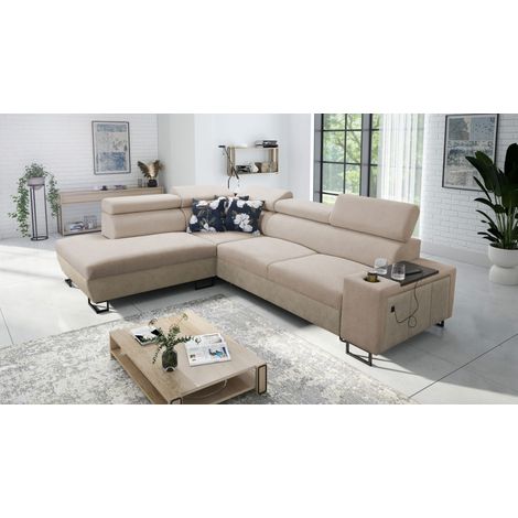 Modernes Luxus-Ecksofa mit Schlaffunktion MELODY VII Tauro/Freya Beige/Dunkelbeige Links (1/5)