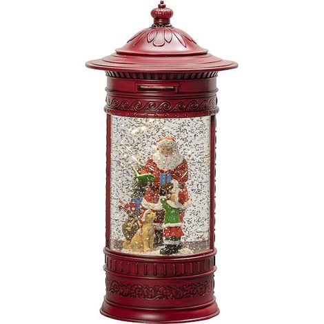 Lanterne à eau LED, rouge, boîte aux lettres, « Père Noël avec enfant et chien », avec interrupteur marche/arrêt,minuterie 5h, 1 diode blanc chaud, à piles et USB, intérieur, 4267-550 (1/5)