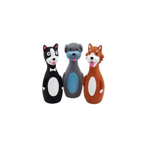 Paquete de 3 juguetes de látex chirriantes de 14,5 cm para perros, palo de pie para perros, juguete interactivo para cachorros, para buscar y traer, para perros pequeños - Crezuo-Crezuo
