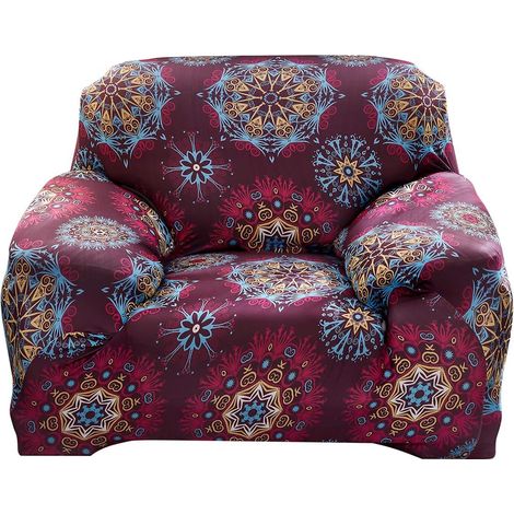 Sofa cover for 1, 2, 3, or 4-seater sofas. Stretch sofa cover with a summer fruit pattern. Durable, washable, and dust-resistant elastic fabric. Sofa cover (SFC-1, 4-seater) (1/4)