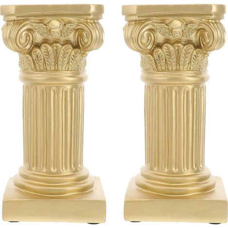 Statues de piliers romains en résine, ornement décoratif pour bureau, lot de 2, couleur dorée (1/5)