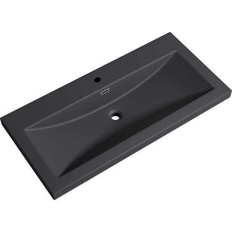 Mai & Mai Lavabo Incasso 100x48x13cm, Lavabo Sottopiano Lavandino Bagno da Marmo fuso Colossum01-1000,Antracite opaco