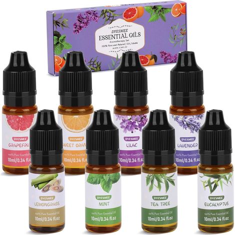 Lot d'huiles essentielles 8 x 10 ml d'huile parfumée d'aromathérapie pour diffuseur, huile parfumée pure naturelle pour humidificateur, massage, linge, fabrication de savon, série 1 (1/5)