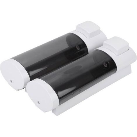 Distributeur de savon mural double tête 200mlx2, manuel pour shampoing et gel douche, maison et hôtel, design compact Femeo (1/5)