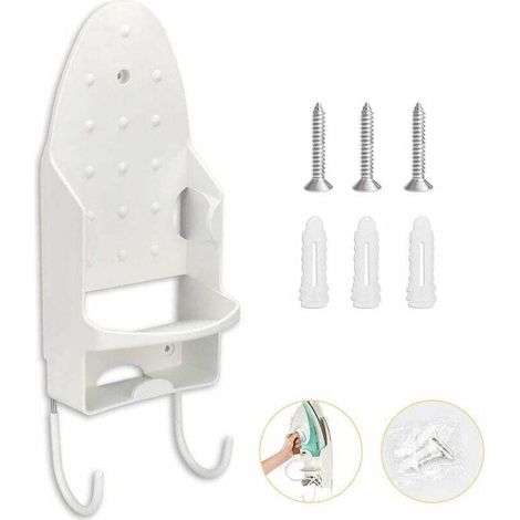 Wandmontierter Bügelbretthalter mit 2 Haken, PBT – 13,3 x 29,4 cm (1/4)
