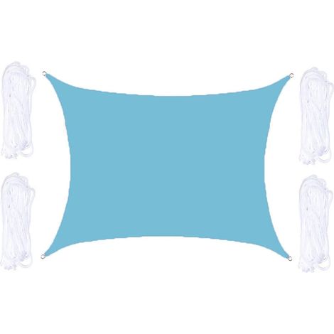 Voile d'ombrage imperméable anti-UV 98%, auvent terrasse jardin plage, pare-soleil carré bleu ciel (1/5)