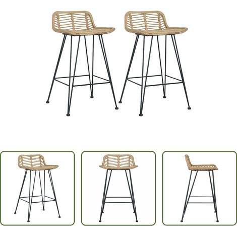 Chaise de cuisine -  Chaises de bar lot de 2 rotin Naturel (1/5)