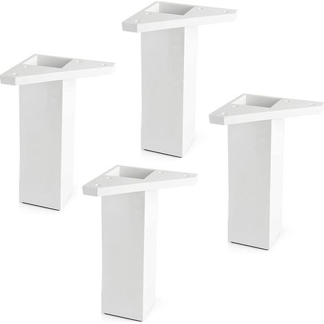Pack de 4 pieds de meuble en plastique ABS – Hauteur 15 cm – Plaque de montage incluse – Couleur blanche – Pour meubles bas – REI