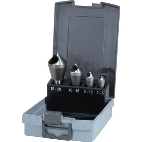 Set di  svasatori conici  e sbavatori  RUKO  a croce  4 pz.  HSSE-Co 5  in cassetta  di plastica  - 102312ERO