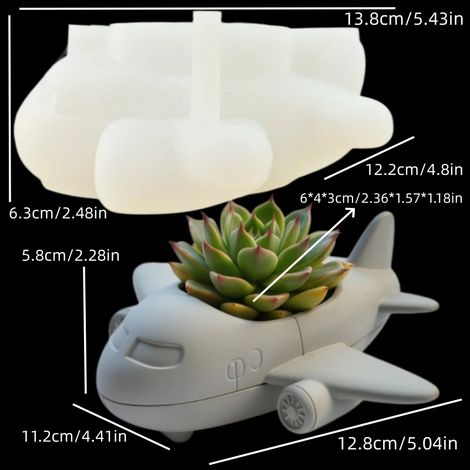 (Moule NO BD0338) Moule en résine silicone pour pot de fleurs, plante grasse, locomotive, boîte de rangement, moule en béton, moteur, train, coupelle à bougie, moules en plâtre (1/4)