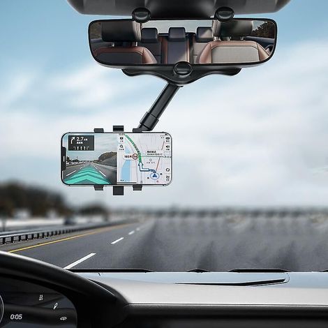 Universal car phone holder, 360-degree adjustable, for rearview mirror - 1 piece (1/5)