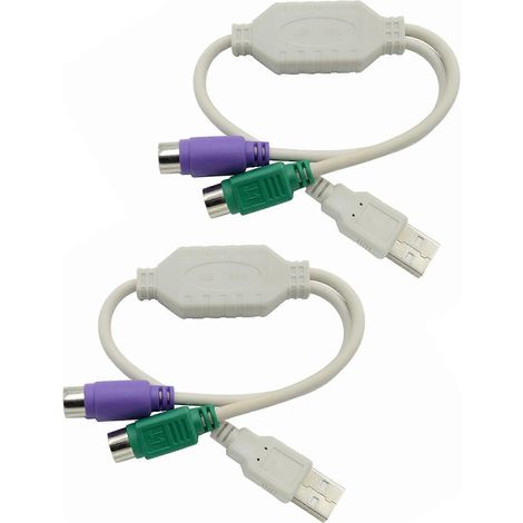 Câble PS/2s vers USB, adaptateur USB vers PS/2s mâle actif USB vers 2 PS/2s, convertisseur clavier et souris, adaptateur clavier PS/2s. (1/5)