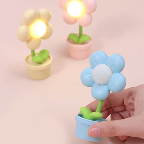 Mini-Blumen-Nachtlicht, niedliche Nachttischlampe, originelle Schreibtischdekoration, rosa Geschenk (1/5)