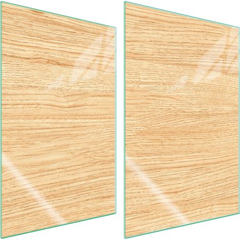 Plaque de protection en verre pour cuisine 2x35x52 bois (1/5)