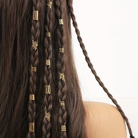 80-teiliges goldenes Haarschmuck-Set – Piratenschmuck – Dreadlocks – verstellbarer Haarschmuck – Zöpfe – 6 Styles – für Damen und Herren – 80-teilig (1/4)