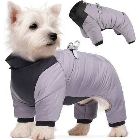 Manteau Chien - Polaire Chaude Imperméable et Coupe-Vent - Ajustable avec Ouverture pour Harnais - Pour Chiens de Taille Petite à Grande - 1 Pièce (1/5)