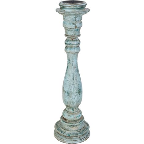 Candelabro de madera artesanal azul 16x16x60h cm (1/5)