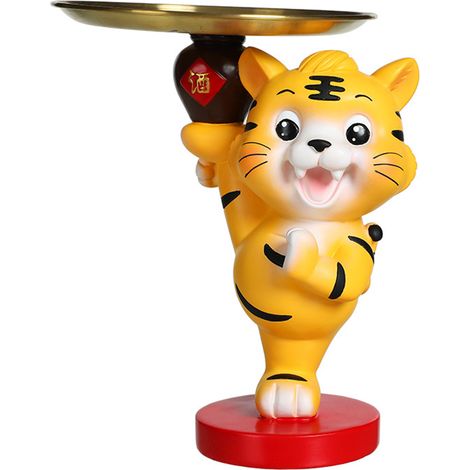 Schlüsselablage aus Kunstharz, dekorativer Tigerständer (21 cm), Keramikbehälter, Statue, Dekoration für Eingangsbereich, Wohnzimmer, Schmuckhalter, Dessert- und Schokoladenablage (1/5)