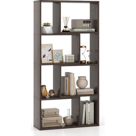 COSTWAY 5-Tier Geometric Bookshelf 120 CM High Bookcase Storage Organizer Grey (1/5)
