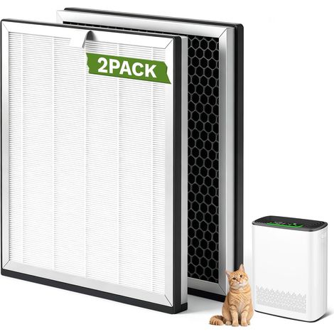 Lot de 2 Replacement Air Purifier Filter Compatibles avec de Purificateur d'Air APH3000, 3 en 1 Filtre HEPA H13 avec Filtre à Charbon, Élimine 99,97% Poussière, Pollen, Odeurs (1/5)