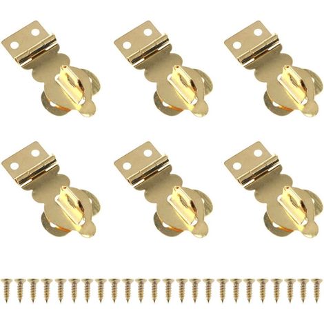 Ensemble de 6 cadenas en laiton massif avec mini-boucles et vis, pour boîtes cadeaux, sacs à main et ferrures de meubles.