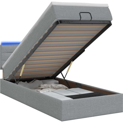 Maison Exclusive - Letto Ottomano con Materasso e LED Grigio Chiaro 90 x 200 cm (1/5)